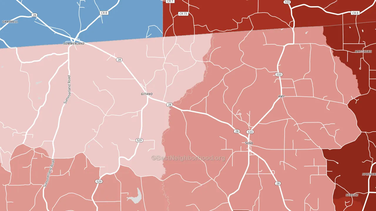 Gitano, MS block-group political-lean map