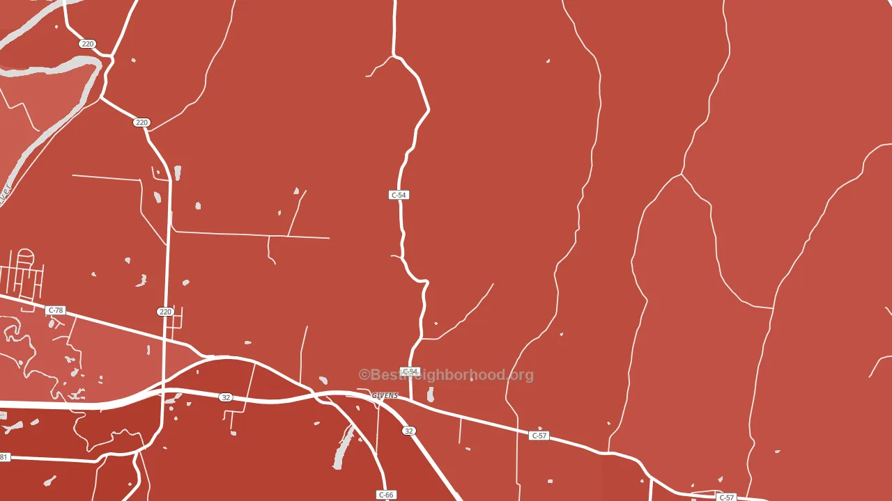 Givens, OH block-group political-lean map