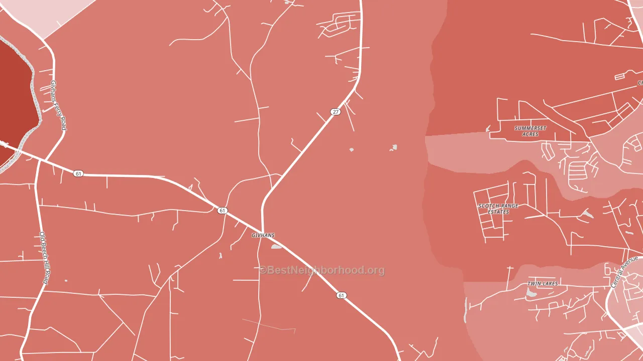 Givhans, SC block-group political-lean map