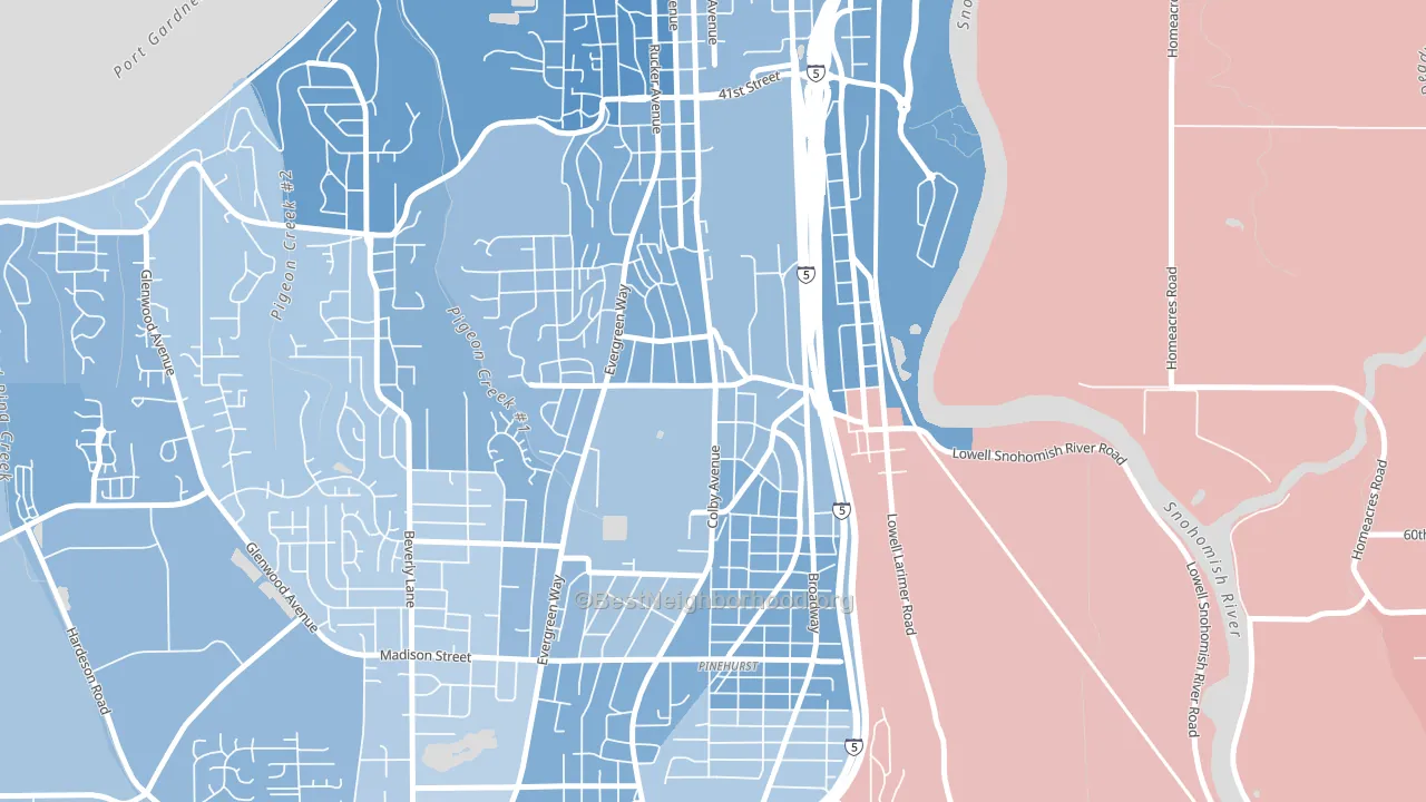 Glacier View, Everett, WA block-group political-lean map