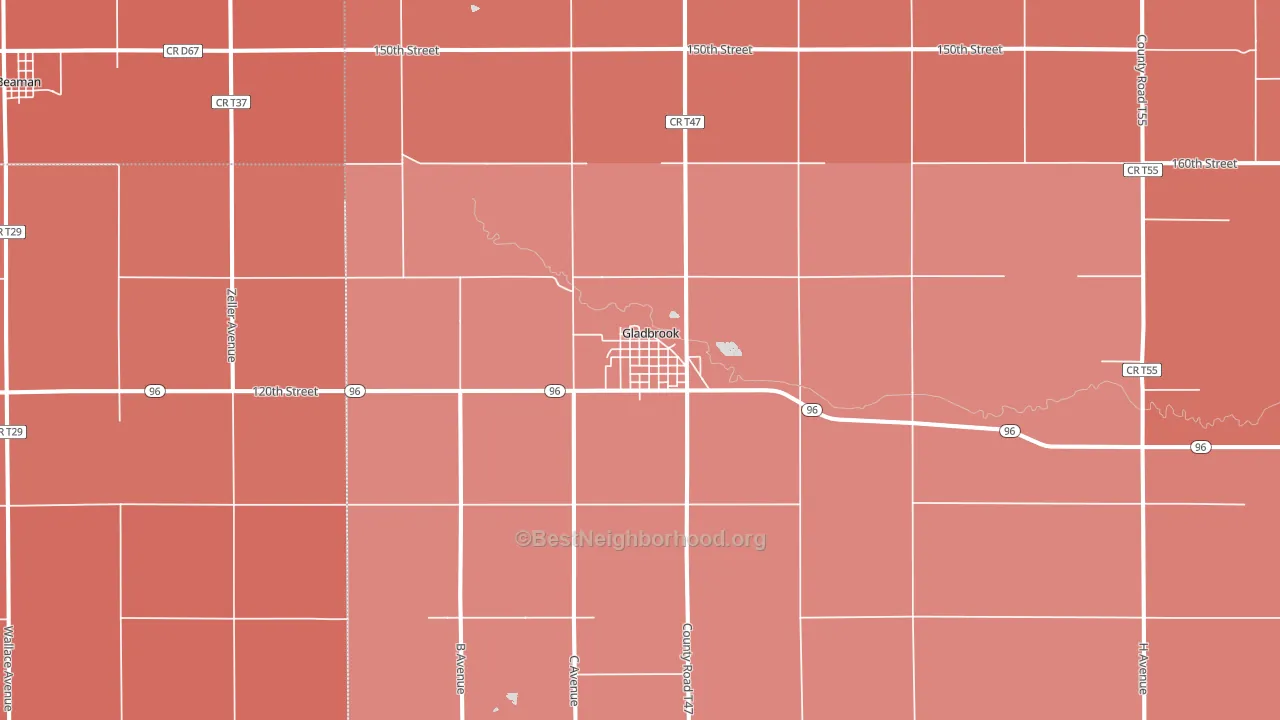 Gladbrook, IA block-group political-lean map