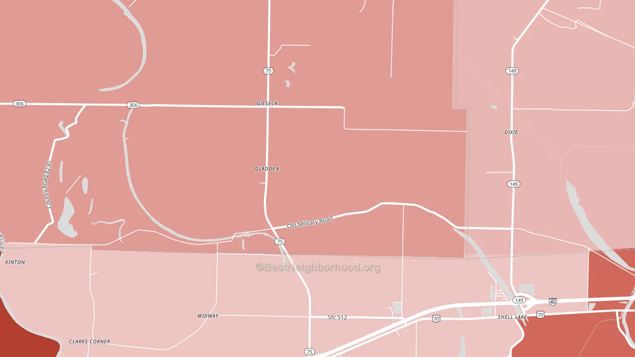 Gladden, AR block-group political-lean map