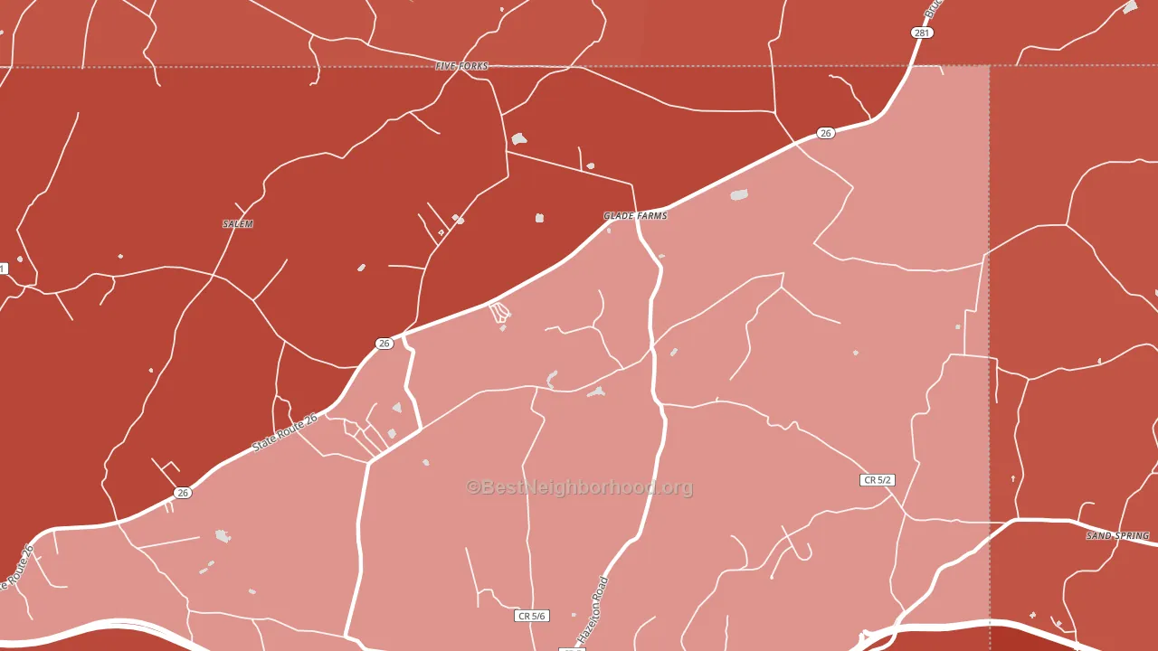 Glade Farms, WV block-group political-lean map
