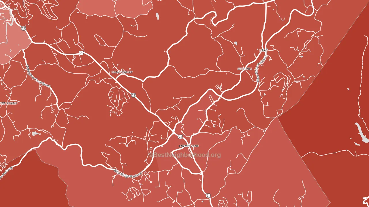 Glade Valley, NC block-group political-lean map