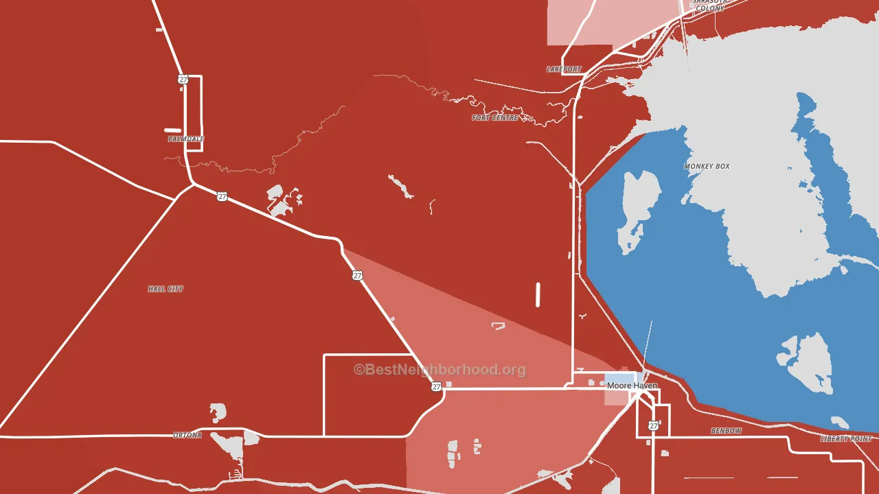 Glades County, FL block-group political-lean map