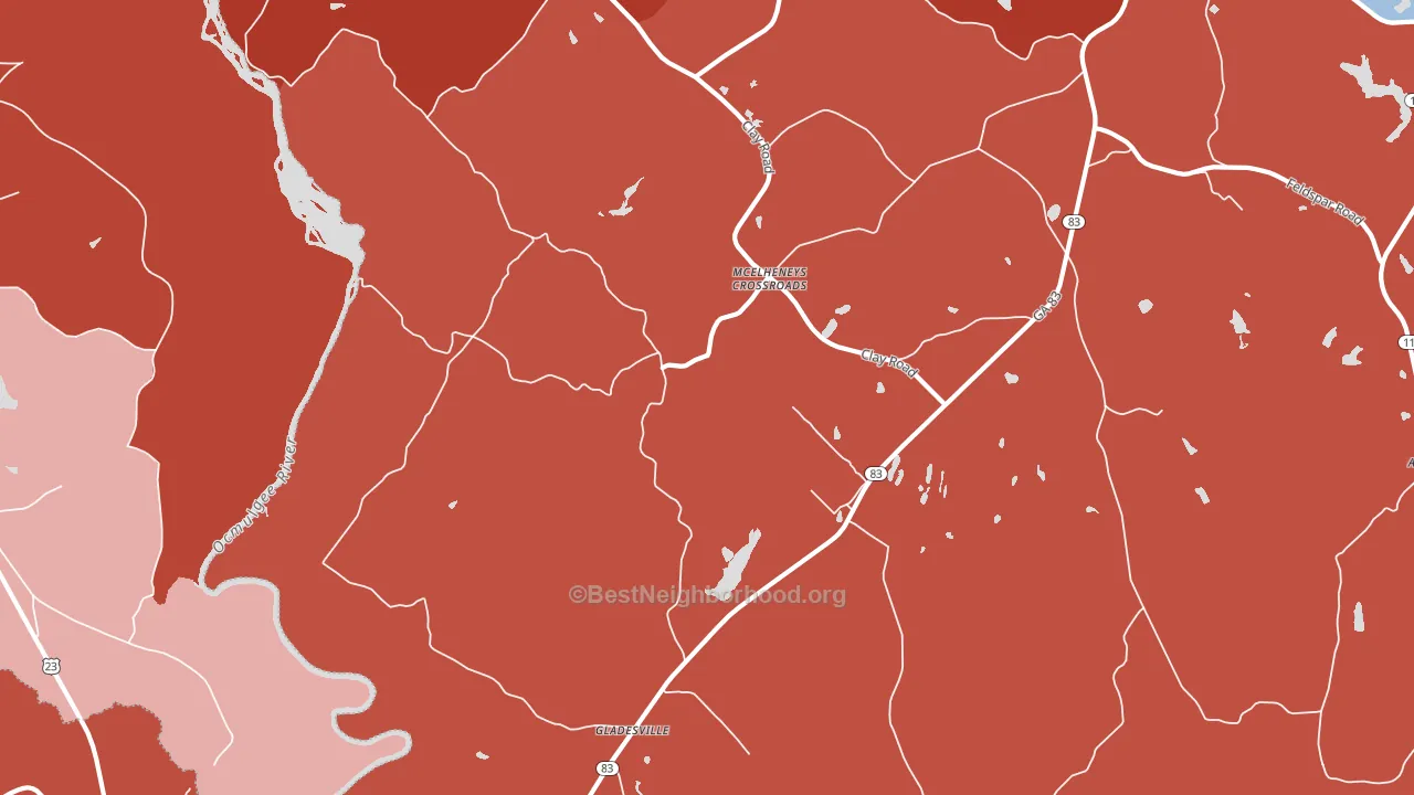 Gladesville, GA block-group political-lean map