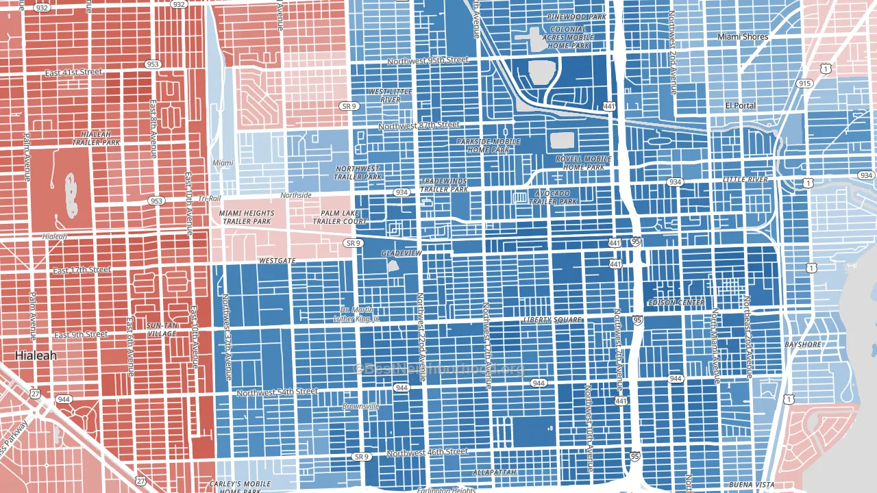 Gladeview, FL block-group political-lean map