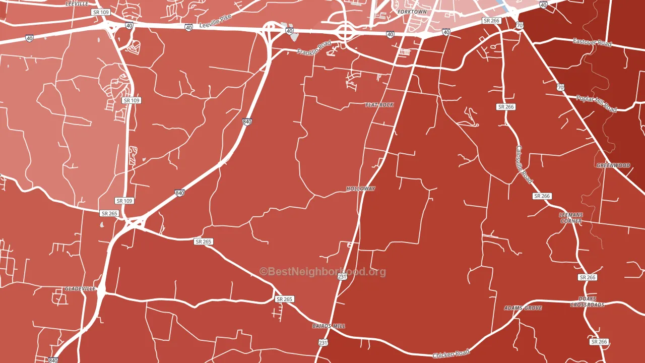 Gladeville, TN block-group political-lean map