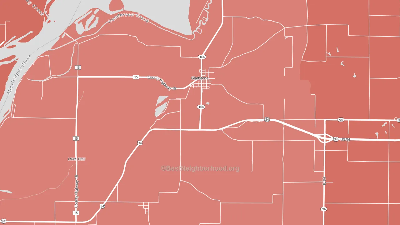 Gladstone, IL block-group political-lean map