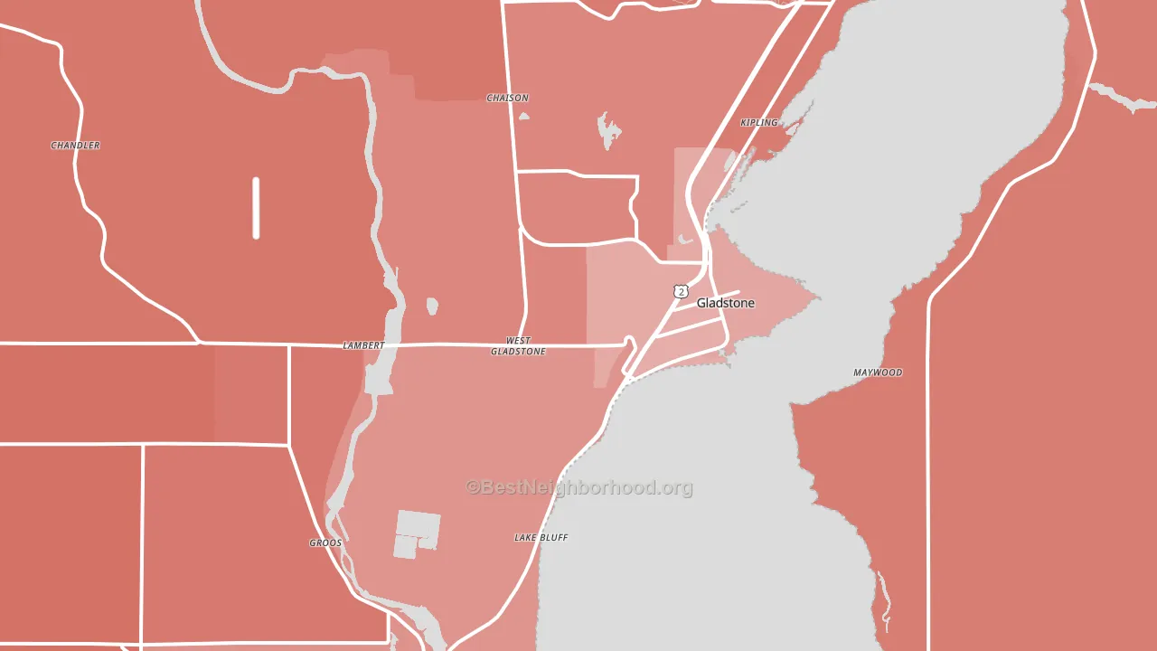 Gladstone, MI block-group political-lean map