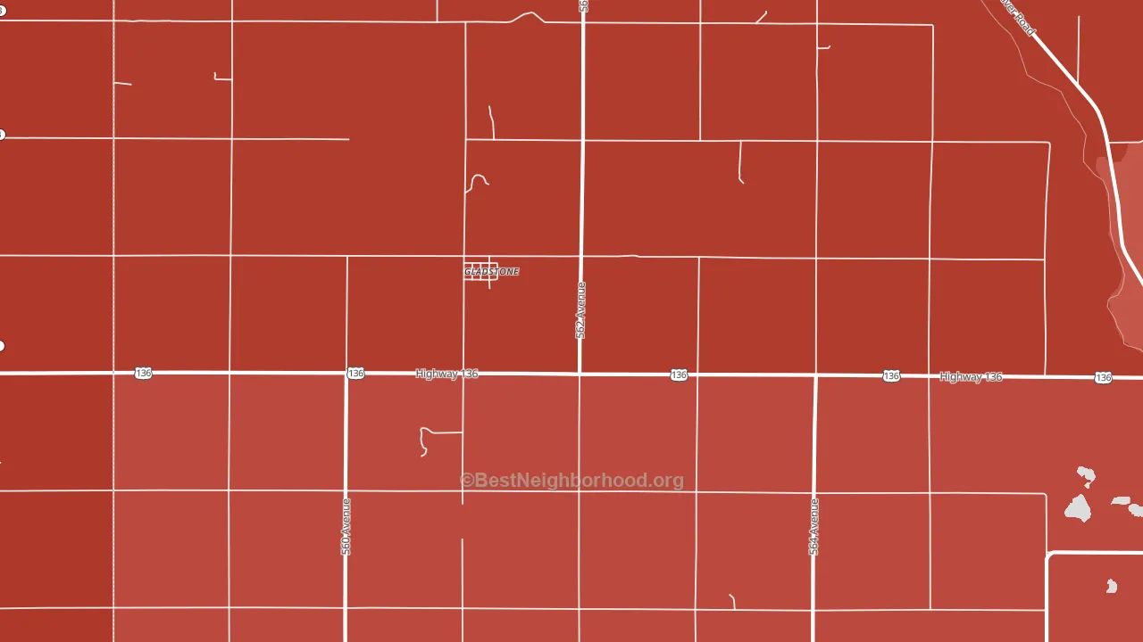 Gladstone, NE block-group political-lean map