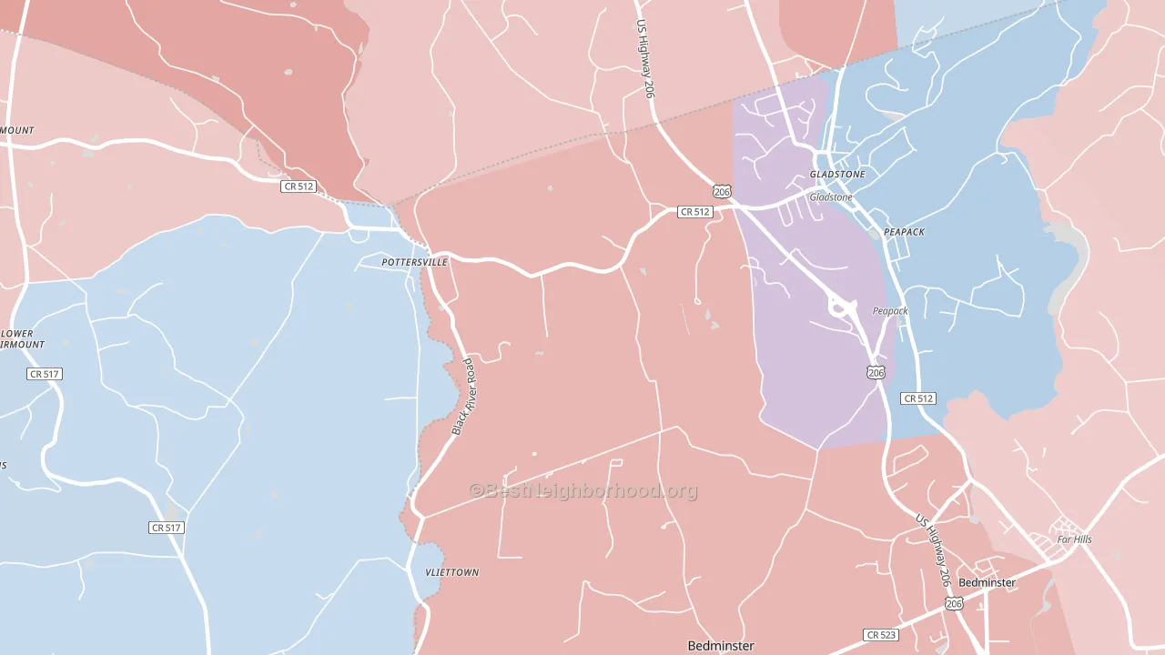 Gladstone, NJ block-group political-lean map