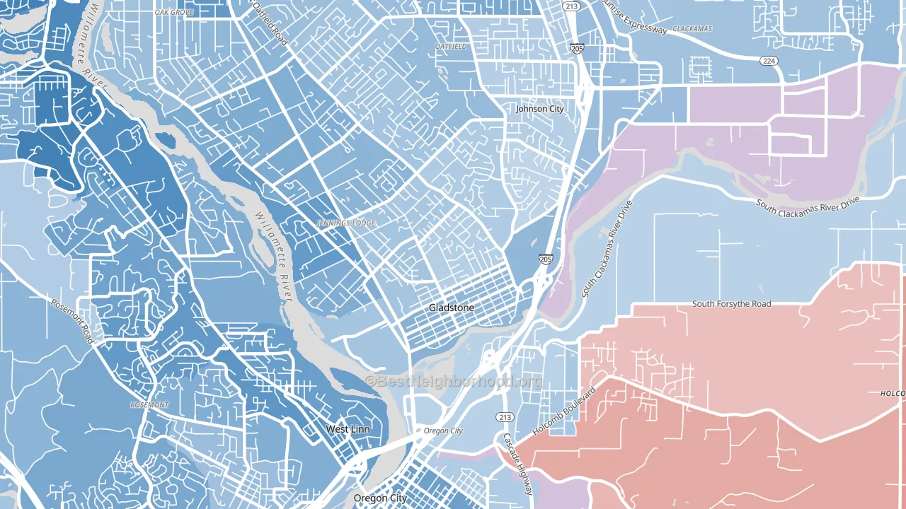 Gladstone, OR block-group political-lean map