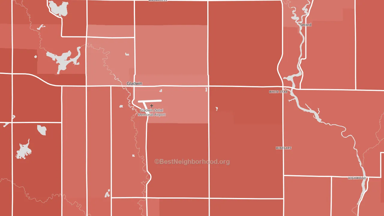 Gladwin County, MI block-group political-lean map