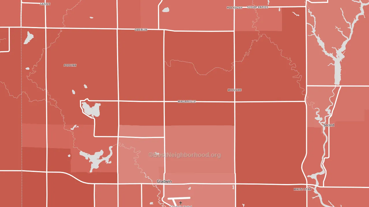Gladwin, MI block-group political-lean map