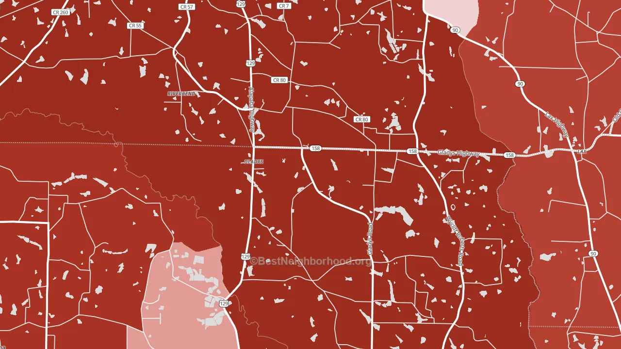 Gladys, GA block-group political-lean map