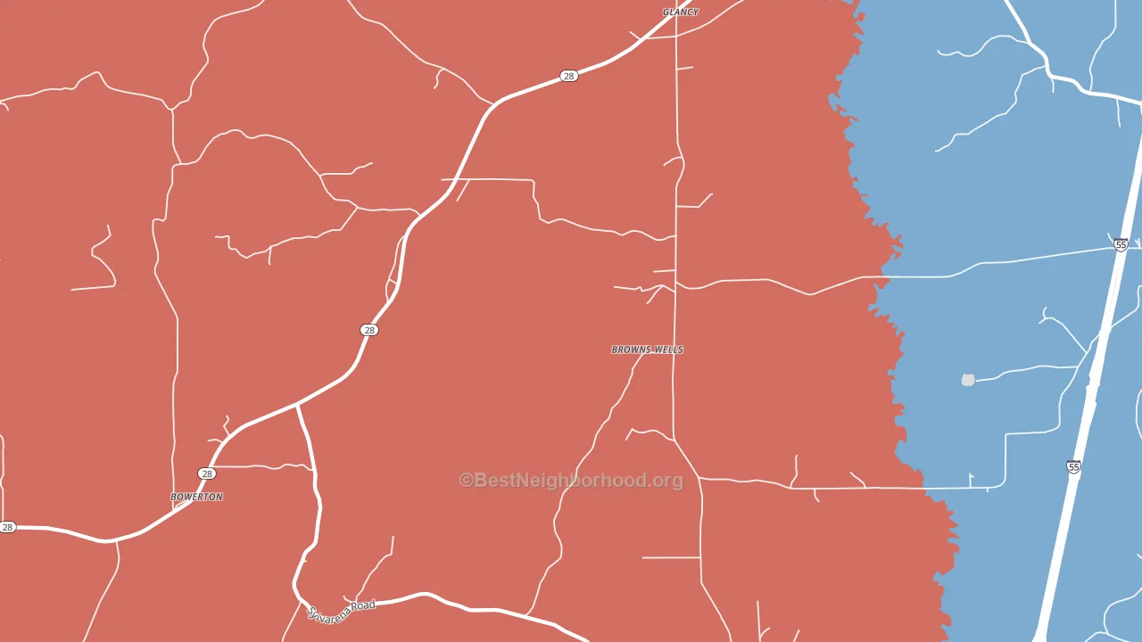 Glancy, MS block-group political-lean map
