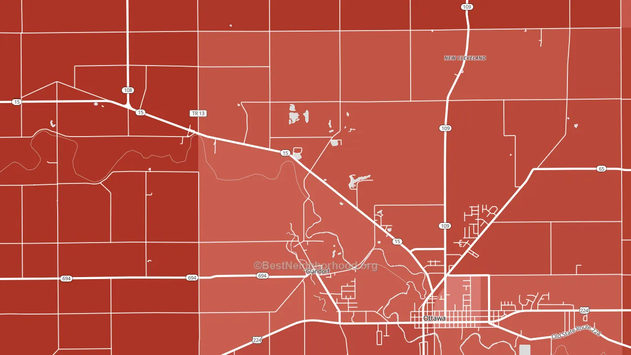 Glandorf, OH block-group political-lean map