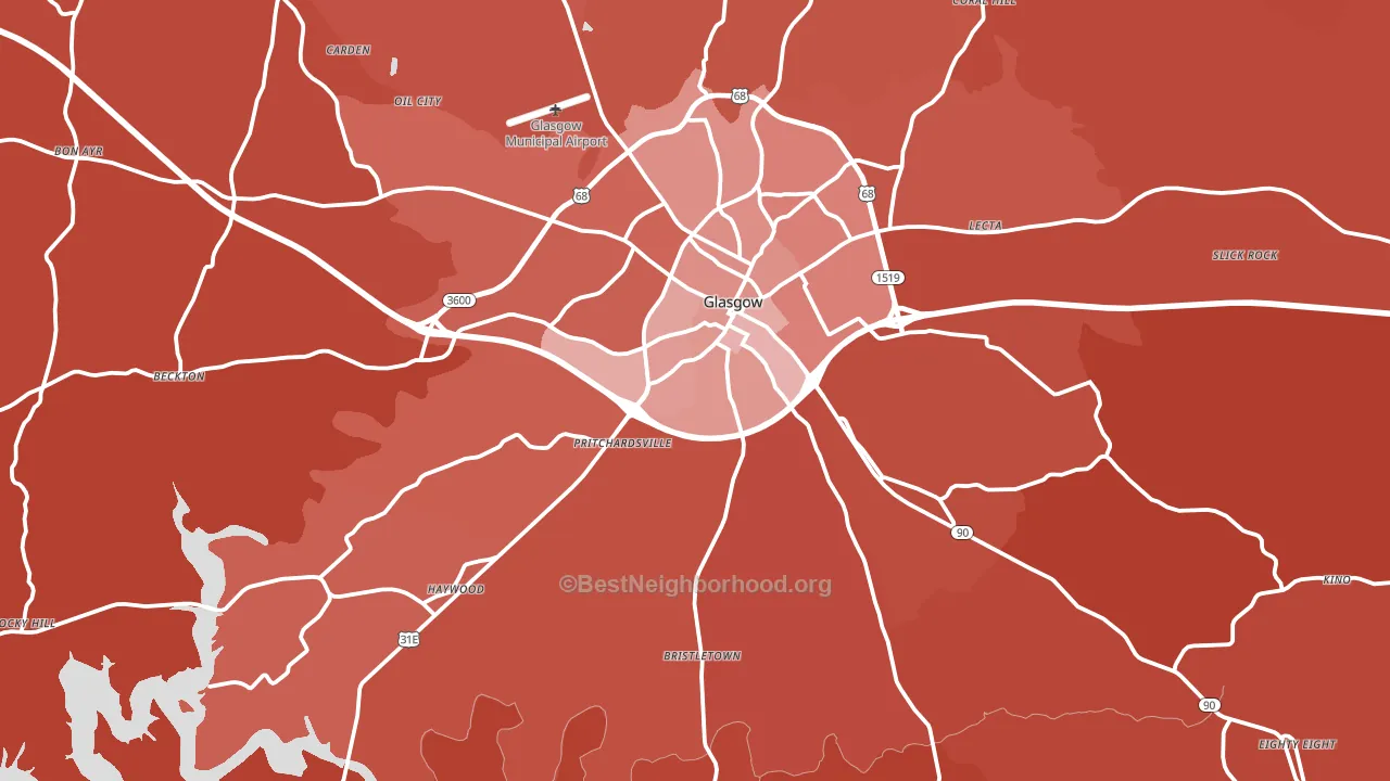 Glasgow, KY block-group political-lean map