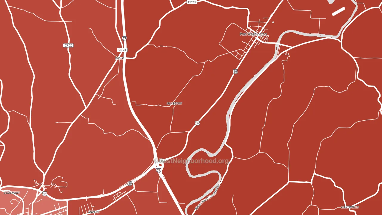 Glasgow, OH block-group political-lean map