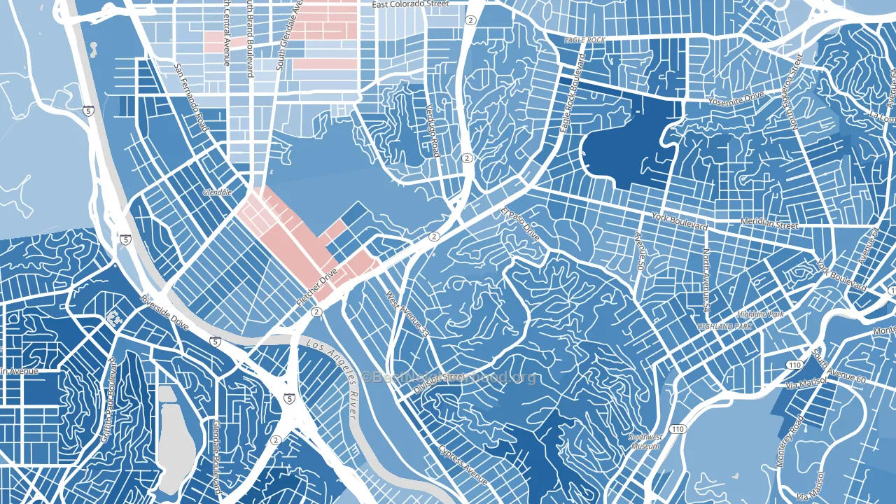 Glassell Park, Los Angeles, CA block-group political-lean map