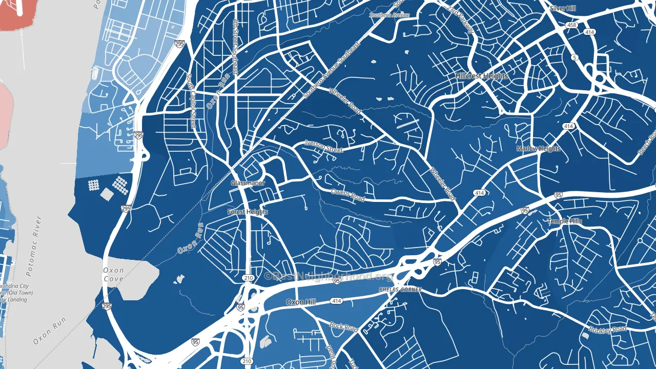 Glassmanor, MD block-group political-lean map