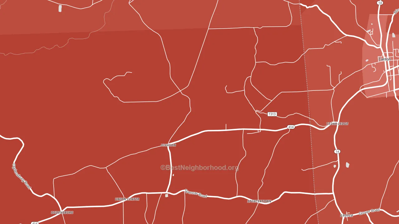 Gleason, PA block-group political-lean map