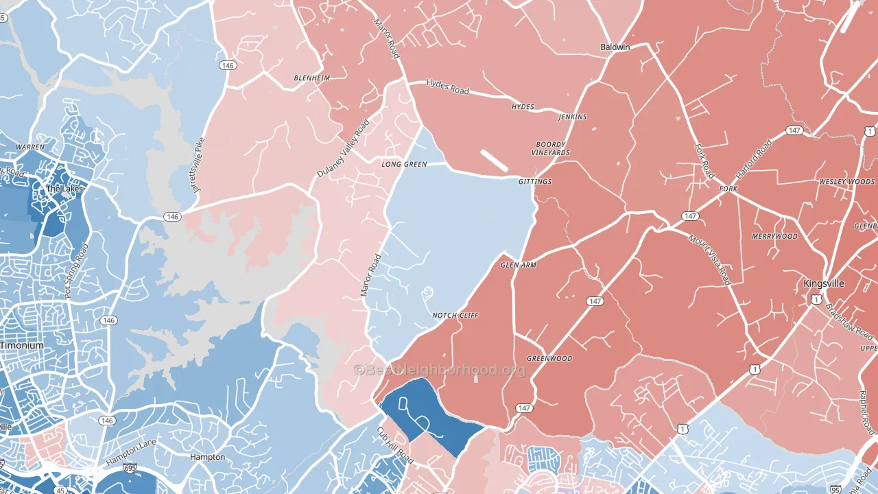 Glen Arm, MD block-group political-lean map