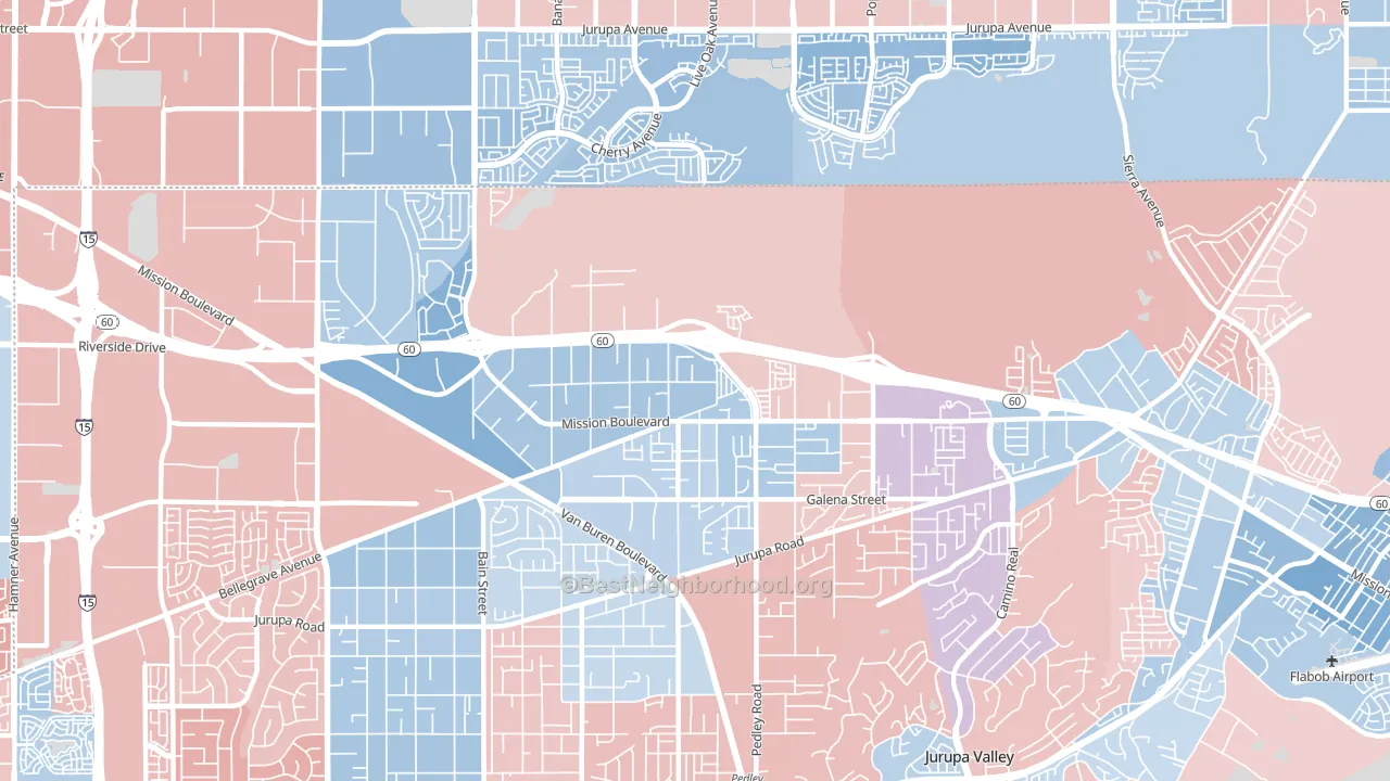 Glen Avon, CA block-group political-lean map