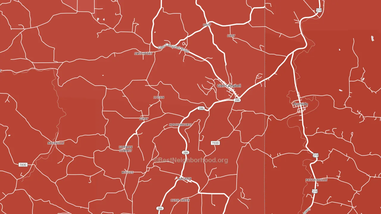 Glen Campbell, PA block-group political-lean map