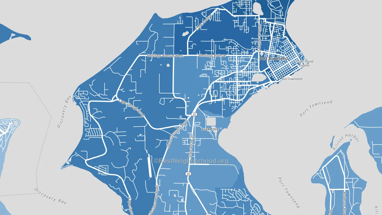 Glen Cove, WA block-group political-lean map