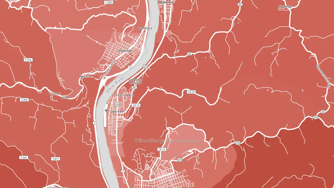 Glen Dale, WV block-group political-lean map