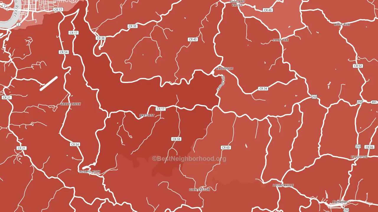 Glen Easton, WV block-group political-lean map