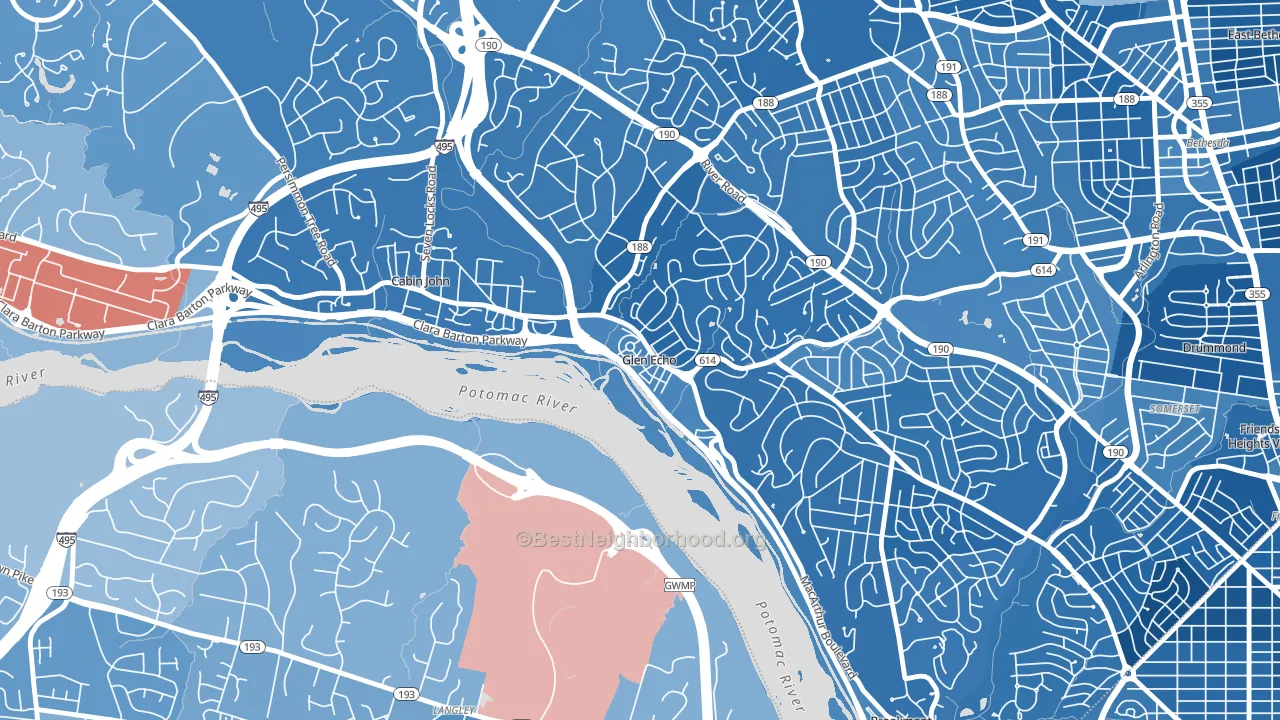 Glen Echo, MD block-group political-lean map