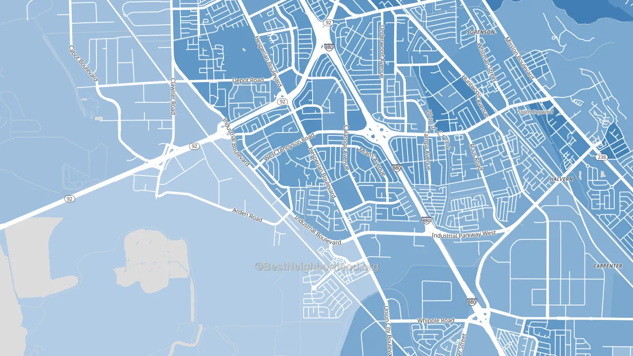 Glen Eden, Hayward, CA block-group political-lean map