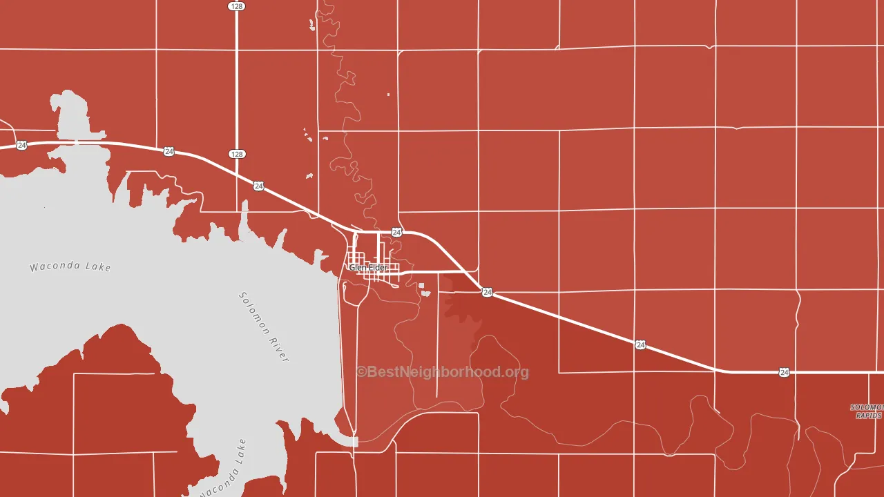 Glen Elder, KS block-group political-lean map
