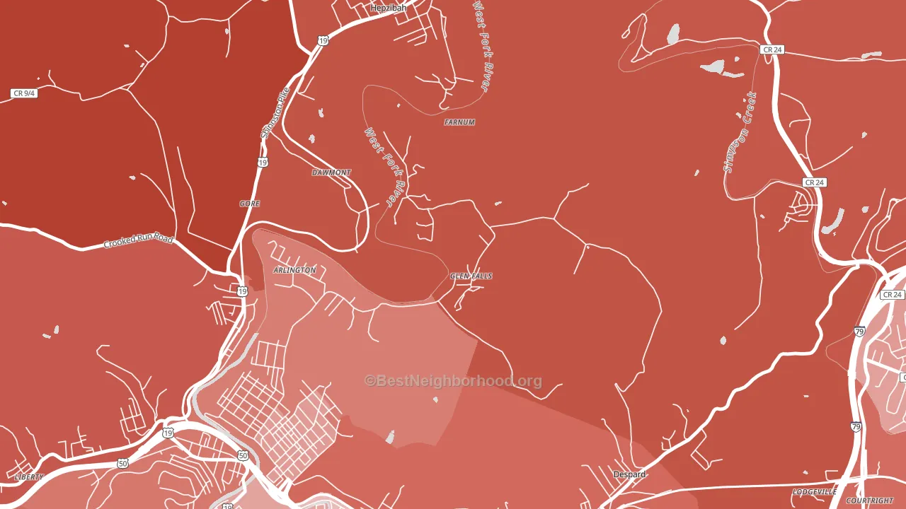 Glen Falls, WV block-group political-lean map