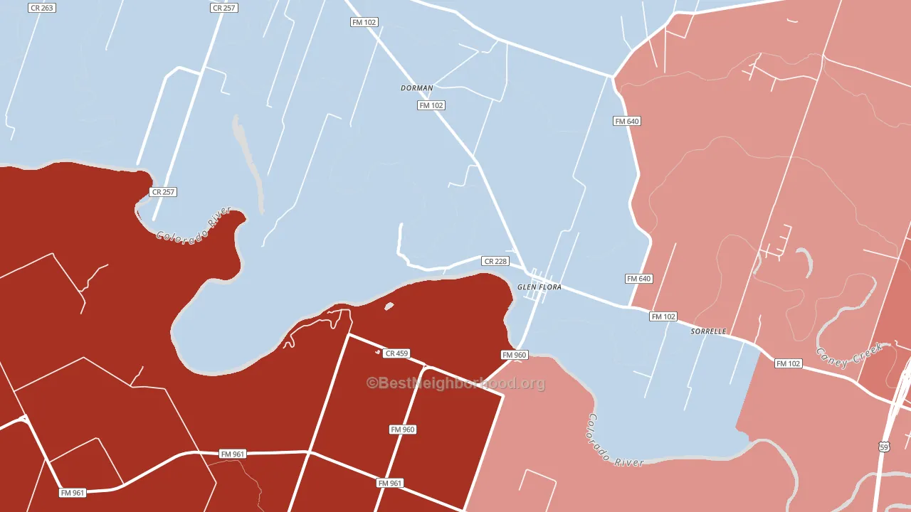 Glen Flora, TX block-group political-lean map