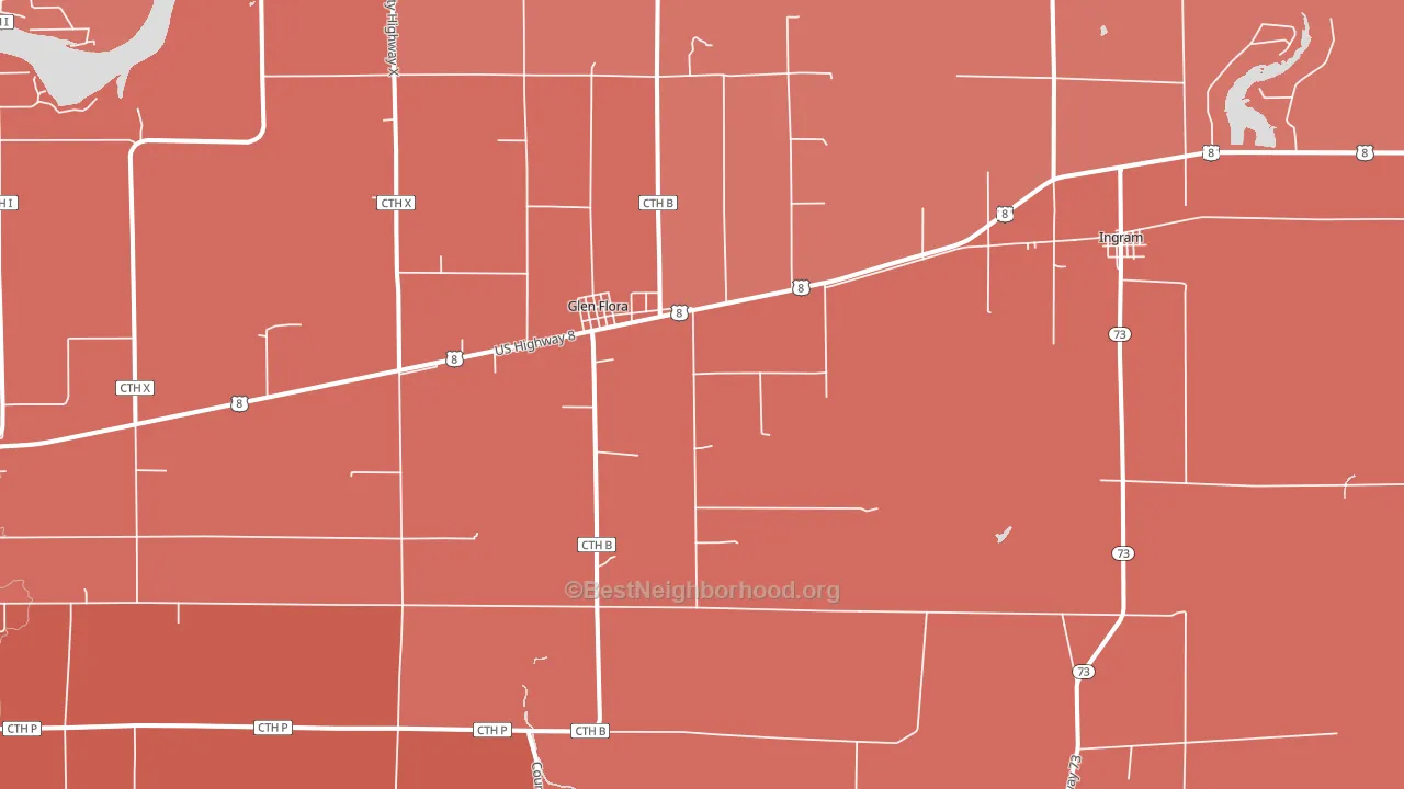 Glen Flora, WI block-group political-lean map