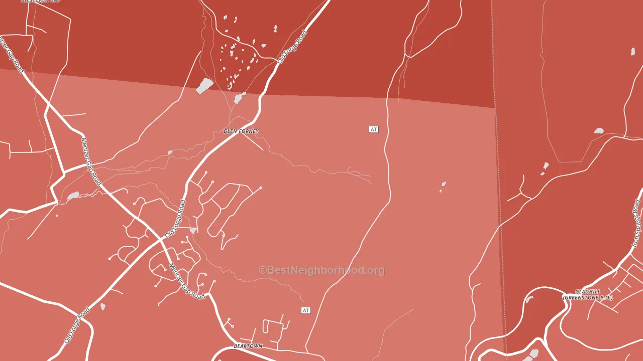 Glen Forney, PA block-group political-lean map