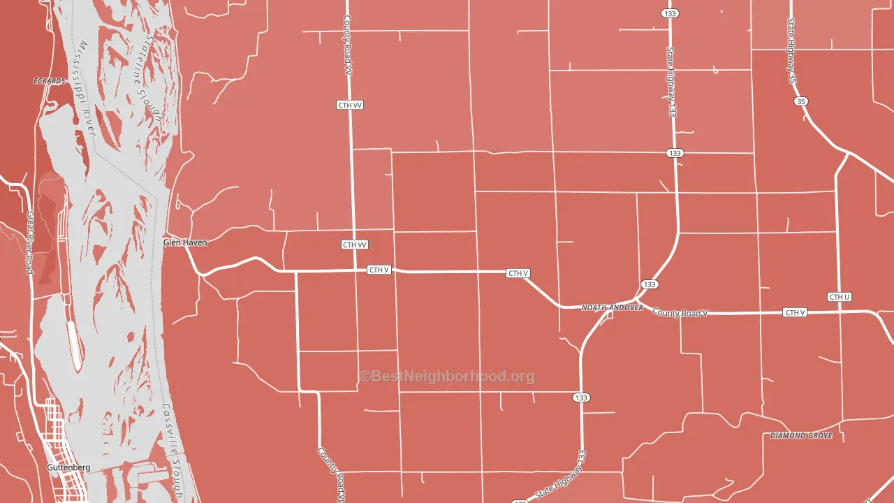 Glen Haven, WI block-group political-lean map