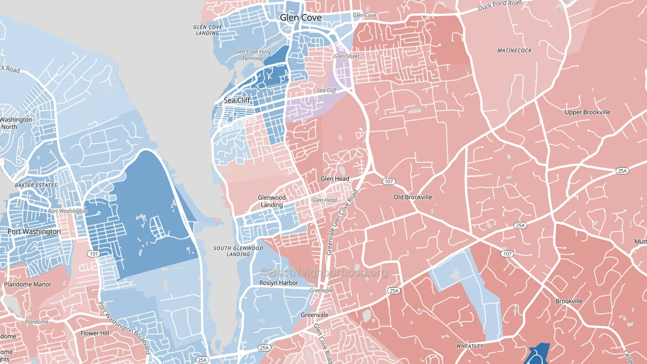 Glen Head, NY block-group political-lean map