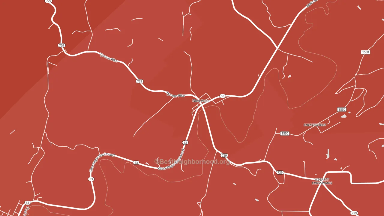 Glen Hope, PA block-group political-lean map