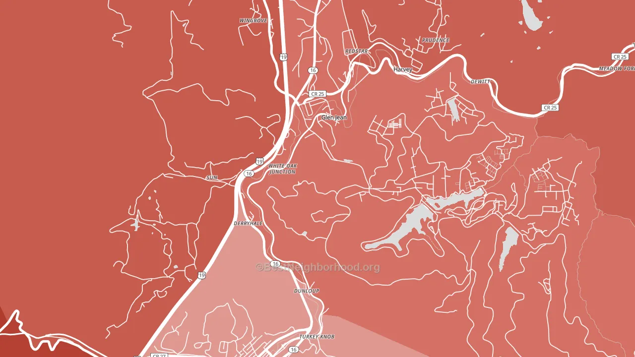 Glen Jean, WV block-group political-lean map