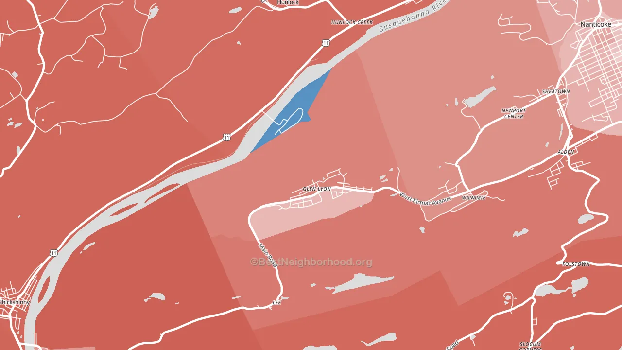 Glen Lyon, PA block-group political-lean map