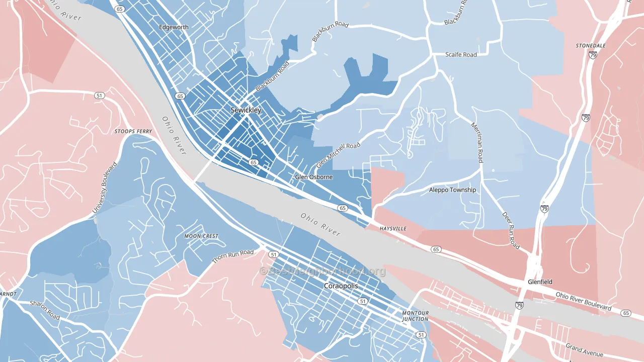 Glen Osborne, PA block-group political-lean map