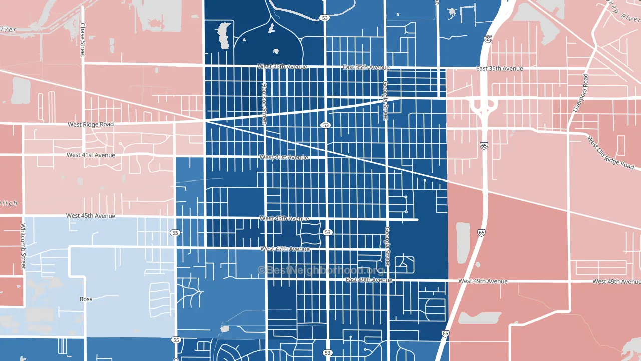 Glen Park, Gary, IN block-group political-lean map