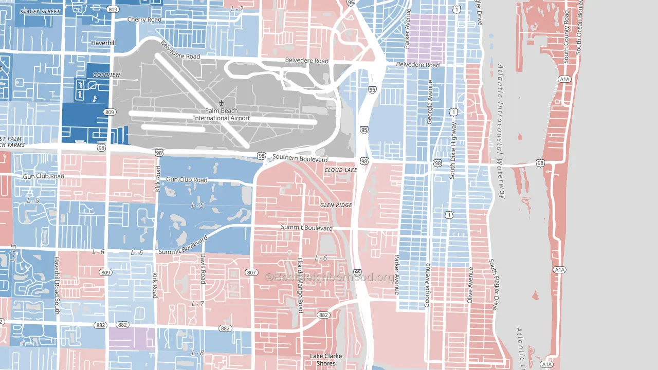 Glen Ridge, FL block-group political-lean map