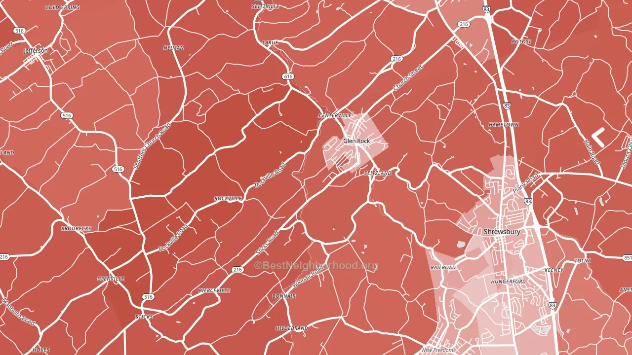 Glen Rock, PA block-group political-lean map