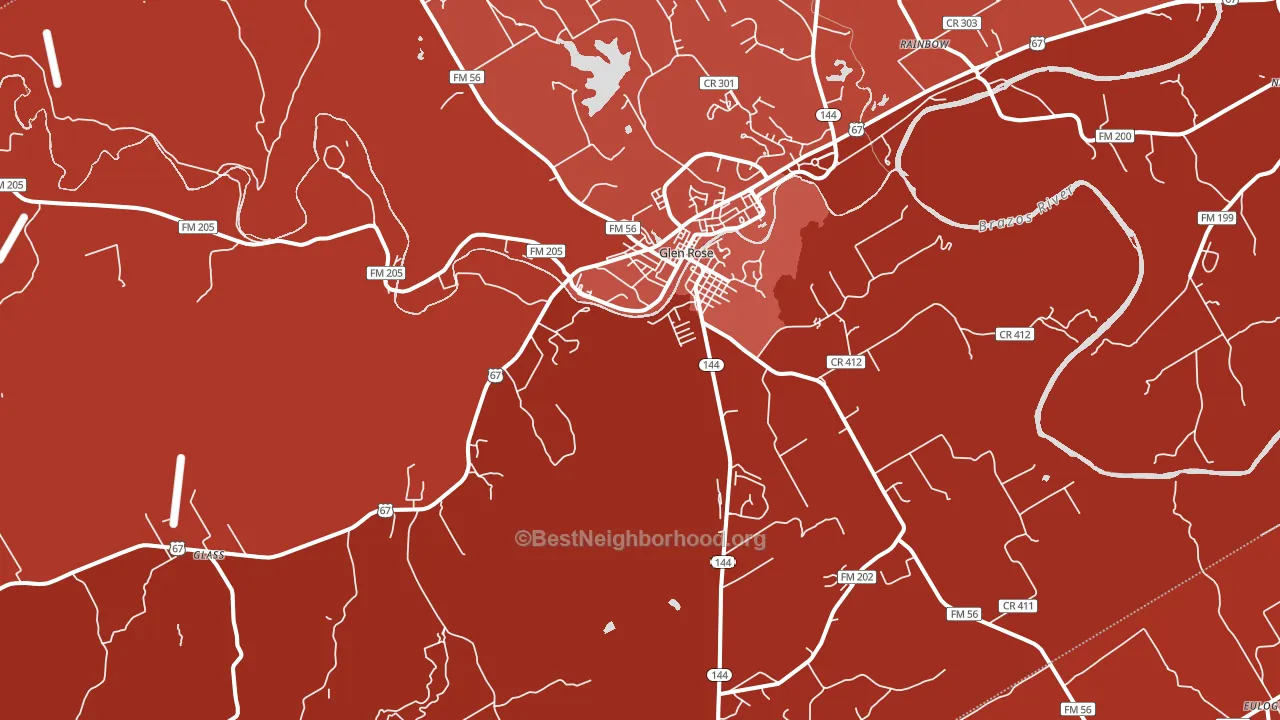 Glen Rose, TX block-group political-lean map